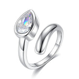 Silver Plated Multicolor Leaf Ring Wedding Jewelry