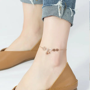 Ancient Coin Titanium Steel Anklet Bell Female Sexy Copper Coin Bracelet