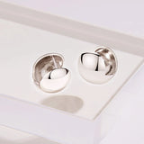 925 Sterling Silver Round Bead Earrings Retro Style