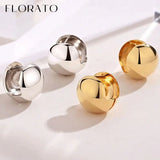 925 Sterling Silver Round Bead Earrings Retro Style