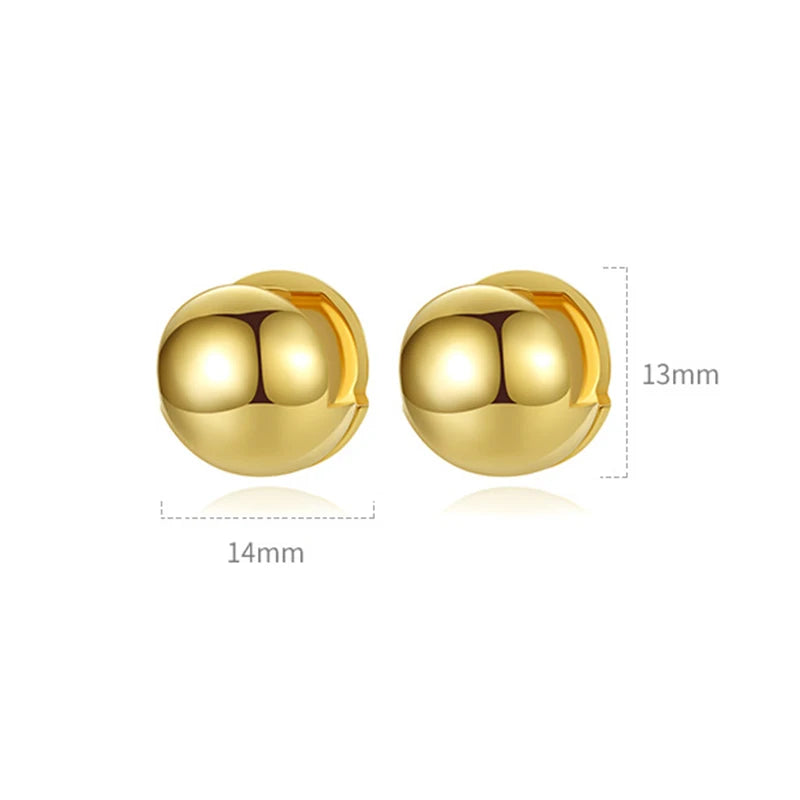 925 Sterling Silver Round Bead Earrings Retro Style