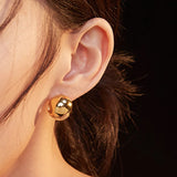 925 Sterling Silver Round Bead Earrings Retro Style