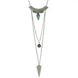 Multi-layer Alloy Necklace with Wood Pendant