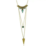 Multi-layer Alloy Necklace with Wood Pendant