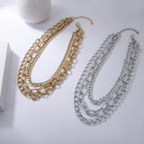 Multi-layer Hollow Thick Necklace Retro Hip-Hop Punk Collarbone Chain