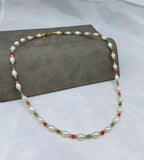 Colorful Beads Freshwater Pearl Necklace 316 Titanium Steel Jewelry