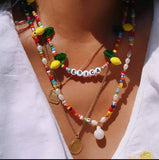 Colorful Beads Freshwater Pearl Necklace 316 Titanium Steel Jewelry