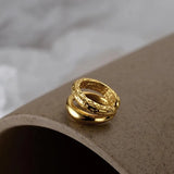 S925 Sterling Silver Texture Ear Clip Female Ins Double Geometric