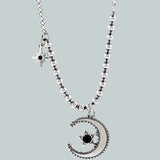 Vintage Zircon Moon Pendant Necklace for Women