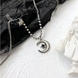 Vintage Zircon Moon Pendant Necklace for Women