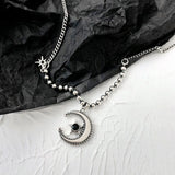 Vintage Zircon Moon Pendant Necklace for Women