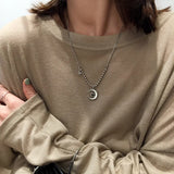 Vintage Zircon Moon Pendant Necklace for Women