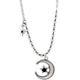 Vintage Zircon Moon Pendant Necklace for Women