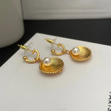 Retro Shell Pendant Earrings