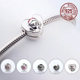 Sterling Silver Rose Heart Enamel Buckle Bracelet Bead Accessory