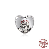 Sterling Silver Rose Heart Enamel Buckle Bracelet Bead Accessory