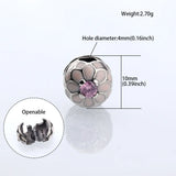 Sterling Silver Rose Heart Enamel Buckle Bracelet Bead Accessory