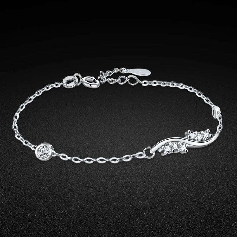 925 Silver Bracelet Zircon Inlaid Charm Women's Jewelry