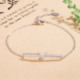 Girl Bracelet 925 Sterling Silver V Letter Pendant Solid Silver Chain