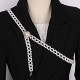 Hand-Woven Flowers Pearl Belt Jewelry Chest Chain