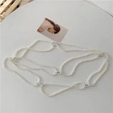 Hand-Woven Flowers Pearl Belt Jewelry Chest Chain