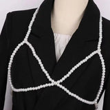 Hand-Woven Flowers Pearl Belt Jewelry Chest Chain