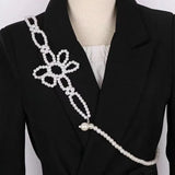 Hand-Woven Flowers Pearl Belt Jewelry Chest Chain