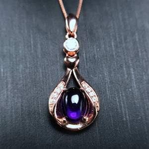 Natural Amethyst Necklace - 925 Silver - Sale