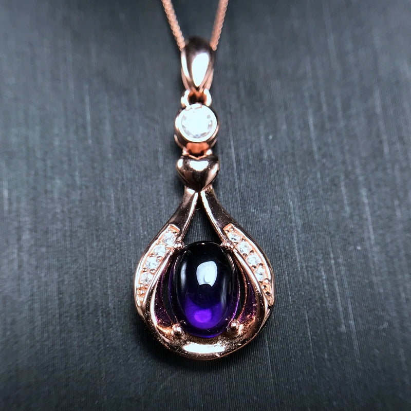 Natural Amethyst Necklace - 925 Silver - Sale
