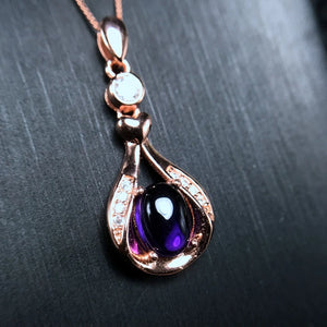 Natural Amethyst Necklace - 925 Silver - Sale