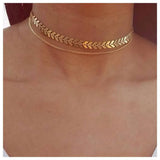 Fishbone Chain Pearl Pendant Neckchain Women's Accessory