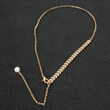 Fishbone Chain Pearl Pendant Neckchain Women's Accessory
