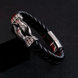 Titanium Steel Leather Rope Men's Double Buckle Bracelet
