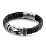 Titanium Steel Leather Rope Men's Double Buckle Bracelet