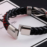 Titanium Steel Leather Rope Men's Double Buckle Bracelet