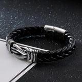 Titanium Steel Leather Rope Men's Double Buckle Bracelet