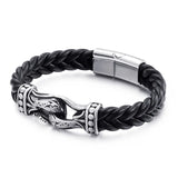 Titanium Steel Leather Rope Men's Double Buckle Bracelet