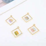 Diamond-Shaped Foil Alloy Dripping Pendant for DIY Earrings