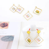 Diamond-Shaped Foil Alloy Dripping Pendant for DIY Earrings