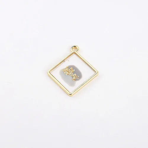 Diamond-Shaped Foil Alloy Dripping Pendant for DIY Earrings