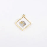 Diamond-Shaped Foil Alloy Dripping Pendant for DIY Earrings