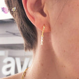 Zircon Chain Earrings 925 Sterling Silver Stud Earrings