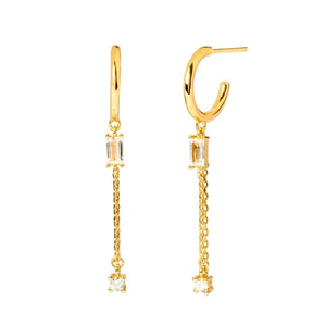 Zircon Chain Earrings 925 Sterling Silver Stud Earrings