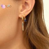 Zircon Chain Earrings 925 Sterling Silver Stud Earrings