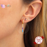 Zircon Chain Earrings 925 Sterling Silver Stud Earrings
