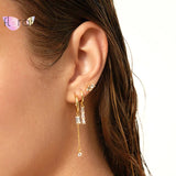 Zircon Chain Earrings 925 Sterling Silver Stud Earrings