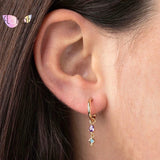 Zircon Chain Earrings 925 Sterling Silver Stud Earrings