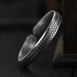 Chinese Style S925 Sterling Silver Men's Bracelet Retro Silver Chain Bangle