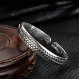 Chinese Style S925 Sterling Silver Men's Bracelet Retro Silver Chain Bangle
