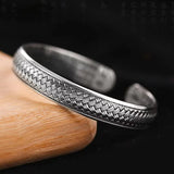 Chinese Style S925 Sterling Silver Men's Bracelet Retro Silver Chain Bangle